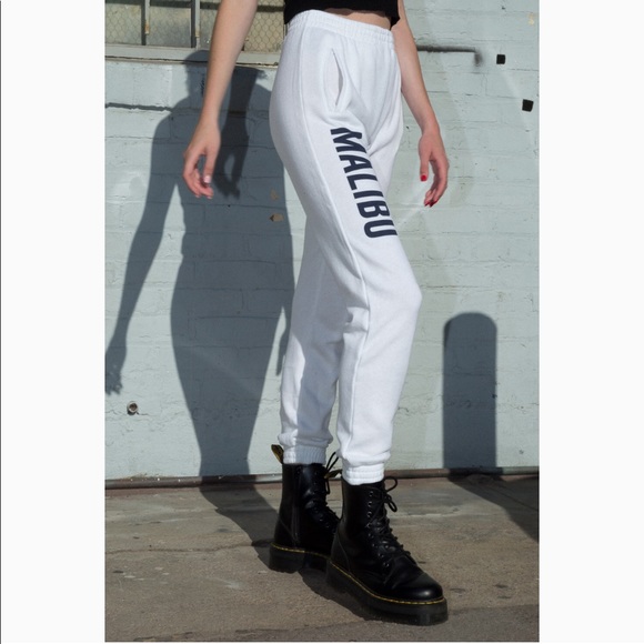 Brandy Melville Pants - Brandy Melville Rosa Malibu Sweatpants - White